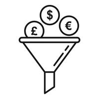 Credit money funnel icon, outline style vector