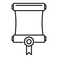 icono de diploma de rollo de atestación, estilo de esquema vector