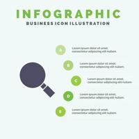 Glass Look Magnifying Search Solid Icon Infographics 5 Steps Presentation Background vector