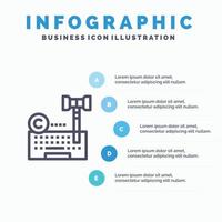Copyright Digital Internet Law Lawyer Line icon with 5 steps presentation infographics Background vector