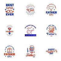 Happy fathers day card 9 Blue and red Set Vector illustration Editable Vector Design Elements