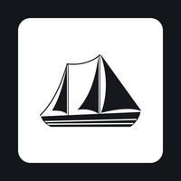 Boat with three sails icon, simple style vector