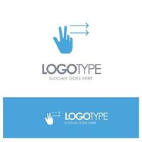 Fingers Gesture Right Blue Solid Logo with place for tagline vector