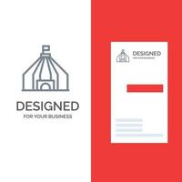 Tent Tent Circus Grey Logo Design and Business Card Template vector