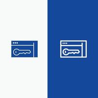 Browser Security Key Room Line and Glyph Solid icon Blue banner vector