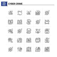 25 Cyber Crime icon set vector background