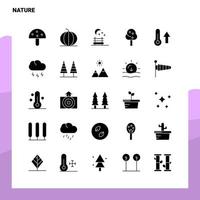 25 conjunto de iconos de naturaleza plantilla de ilustración de vector de icono de glifo sólido para ideas web y móviles para empresa comercial