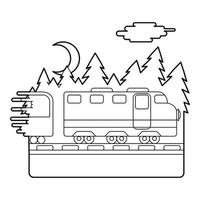 Train in night rides through forest concept vector