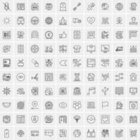 conjunto de 100 iconos de línea de negocios creativos vector