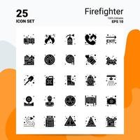 25 Firefighter Icon Set 100 Editable EPS 10 Files Business Logo Concept Ideas Solid Glyph icon design vector