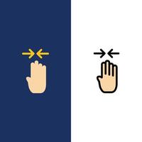 Arrow Four Finger Gesture Pinch  Icons Flat and Line Filled Icon Set Vector Blue Background