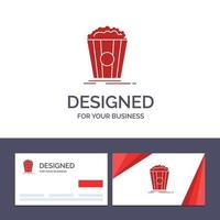 Creative Business Card and Logo template Popcorn Theater Movie Snack Vector Illustration