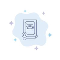 Degree Achievement Certificate Graduate Blue Icon on Abstract Cloud Background vector