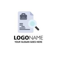 Worker Document Search Jobs Business Logo Template Flat Color vector