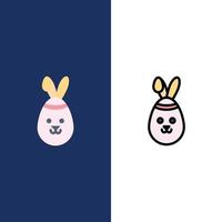 Rabbit Easter Bunny  Icons Flat and Line Filled Icon Set Vector Blue Background
