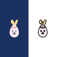 Rabbit Easter Bunny  Icons Flat and Line Filled Icon Set Vector Blue Background