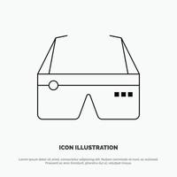 computadora informática gafas digitales google línea icono vector