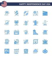 25 Blue Signs for USA Independence Day movis location pin baseball wisconsin states Editable USA Day Vector Design Elements