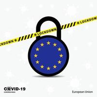 European Union Lock DOwn Lock Coronavirus pandemic awareness Template COVID19 Lock Down Design vector