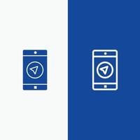 Application Message Mobile Apps poniter Line and Glyph Solid icon Blue banner Line and Glyph Solid icon Blue banner vector