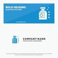 Bottle Medicine Tablet SOlid Icon Website Banner and Business Logo Template vector