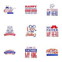 Happy fathers day 9 Blue and red Lettering happy fathers day Editable Vector Design Elements