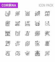 iconos de conjunto de prevención de coronavirus icono de 25 líneas como guantes virus de viaje prohibir máquina coronavirus viral 2019nov elementos de diseño de vectores de enfermedad
