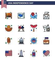 16 iconos creativos de estados unidos signos de independencia modernos y símbolos del 4 de julio del sobre de invitación correo electrónico de estados unidos wisconsin elementos editables de diseño vectorial del día de estados unidos vector