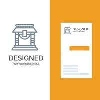 Door Bridge China Chinese Grey Logo Design and Business Card Template vector