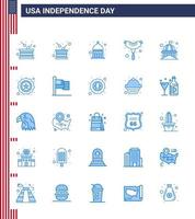 Modern Set of 25 Blues and symbols on USA Independence Day such as american usa usa landmark building Editable USA Day Vector Design Elements