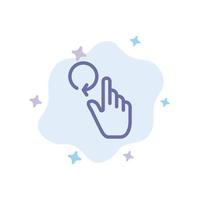 Hand Finger Gestures Reload Blue Icon on Abstract Cloud Background vector