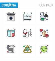 CORONAVIRUS 9 Filled Line Flat Color Icon set on the theme of Corona epidemic contains icons such as medical healthcare lab lab test viral coronavirus 2019nov disease Vector Design Elements
