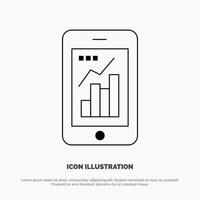 Graph Analytics Info graphic Mobile Mobile Graph Line Icon Vector