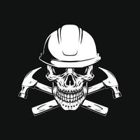 skull and helmet, builder skull vector