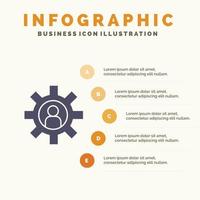 atención al cliente soporte de servicio al empleado icono sólido infografía 5 pasos presentación antecedentes vector