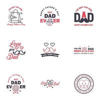 Happy fathers day 9 Black and Pink vintage retro type font Illustrator eps10 Editable Vector Design Elements