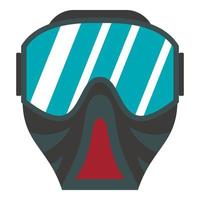 icono de máscara de paintball, estilo plano vector