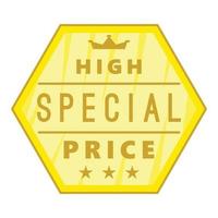 High special price label icon, cartoon style vector