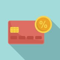 icono de bonificación de porcentaje de tarjeta de crédito, estilo plano vector