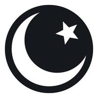 Crescent and star icon, simple style vector