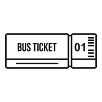 icono de billete de autobús público, estilo de contorno vector