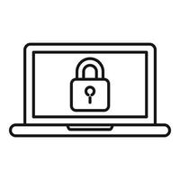 Security service laptop icon, outline style vector