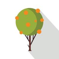 icono de árbol de mandarina, tipo plano vector