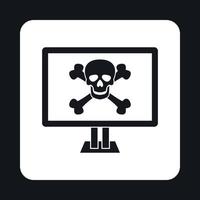 Virus on computer icon, simple style vector