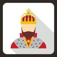 icono de rey medieval, estilo plano vector