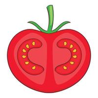 Fresh red tomato icon, cartoon style vector