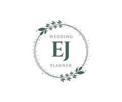 EJ Initials letter Wedding monogram logos collection, hand drawn modern minimalistic and floral templates for Invitation cards, Save the Date, elegant identity for restaurant, boutique, cafe in vector