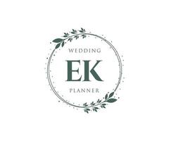 EK Initials letter Wedding monogram logos collection, hand drawn modern minimalistic and floral templates for Invitation cards, Save the Date, elegant identity for restaurant, boutique, cafe in vector