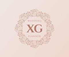 XG Initials letter Wedding monogram logos collection, hand drawn modern minimalistic and floral templates for Invitation cards, Save the Date, elegant identity for restaurant, boutique, cafe in vector