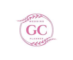 GC Initials letter Wedding monogram logos collection, hand drawn modern minimalistic and floral templates for Invitation cards, Save the Date, elegant identity for restaurant, boutique, cafe in vector